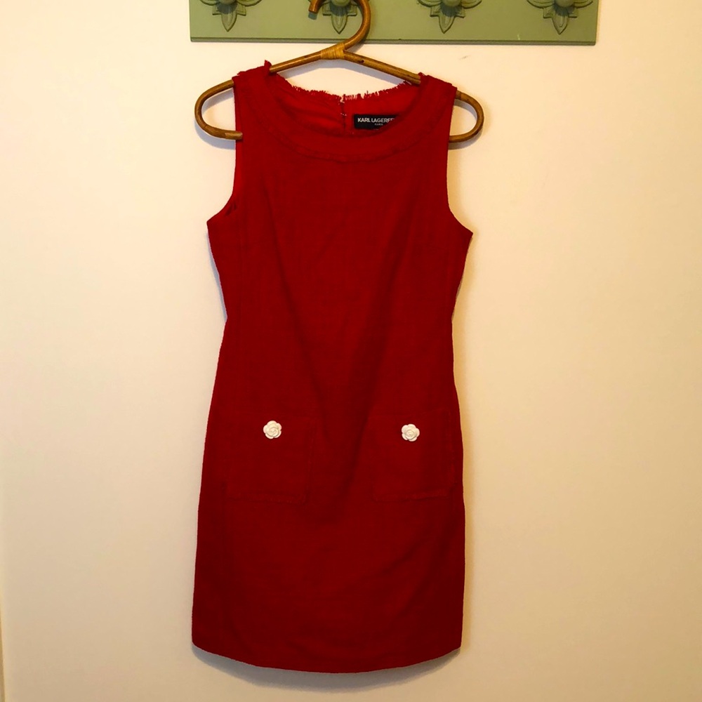 Karl Lagerfeld Red Sleeveless Shift Dress
